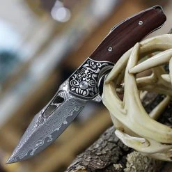 Bestech Draco - Wood / SS Bolster (3.2" Damascus Clip Point) BG48