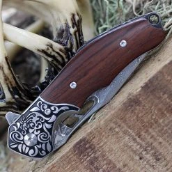 Bestech Draco - Wood / SS Bolster (3.2" Damascus Clip Point) BG48 -Boker Shop BTKG48A 20751.1645111406