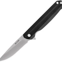 Buck Knives Langford 0251BKS, 3.375" 7Cr Satin Drop Point Plain Blade, Black G-10 Handles