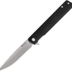 Buck Knives Decatur 0256BKS, 3.63" 7Cr Stainless Steel Satin Drop Point Blade, Black G-10 Handles