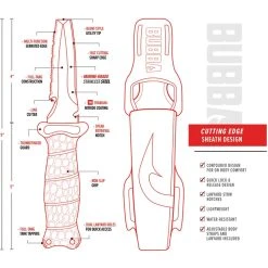 Bubba Blade Blunt Scout Dive Knife, 1107809, 4" Gray Double Edge Combo Blade, Red TPR Handle, Polymer Sheath -Boker Shop BUB1107809 2 06568.1610988911