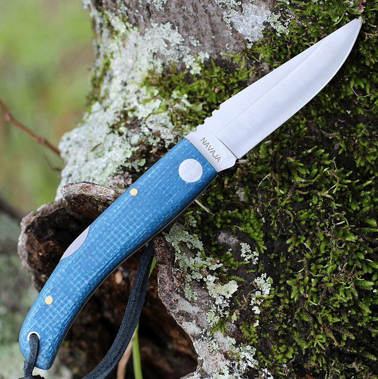 Castillo Knives Navaja Lockback Folding, C1CBM, 3" Satin Sandvik 14C28N Blade, Coastal Blue Micarta Handles 2 Castillo Knives Navaja Lockback Folding, C1CBM, 3" Satin Sandvik 14C28N Blade, Coastal Blue Micarta Handles - Image 2