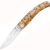 Castillo Knives Navaja Lockback Folding, C1CUB, 3" Satin Sandvik 14C28N Blade, Curly Birch Wood Handle