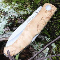 Castillo Knives Muralla Folding Lockback, C2CUB, 3.5" Sandvik 14C28N Plain Blade, Curly Birch Wood Handle -Boker Shop C2CUB.2 30941.1636048420