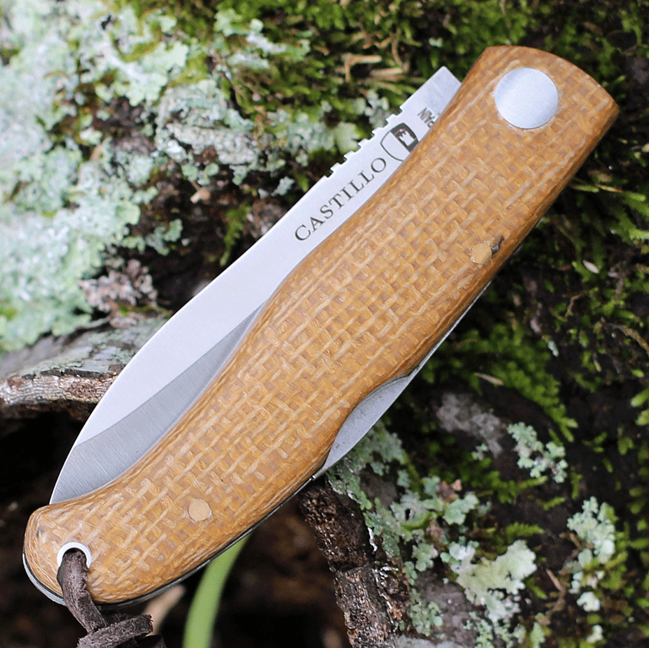 Castillo Knives Muralla Folding Lockback, C2WBM, 3.5" Sandvik 14C28N Plain Blade, Wheat Brown Micarta Handle 4 Castillo Knives Muralla Folding Lockback, C2WBM, 3.5" Sandvik 14C28N Plain Blade, Wheat Brown Micarta Handle - Image 4