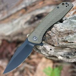 Carry All CIVIVI Baklash Flipper - Green Micarta (3.50" 9Cr18MoV Blk SW) C801K