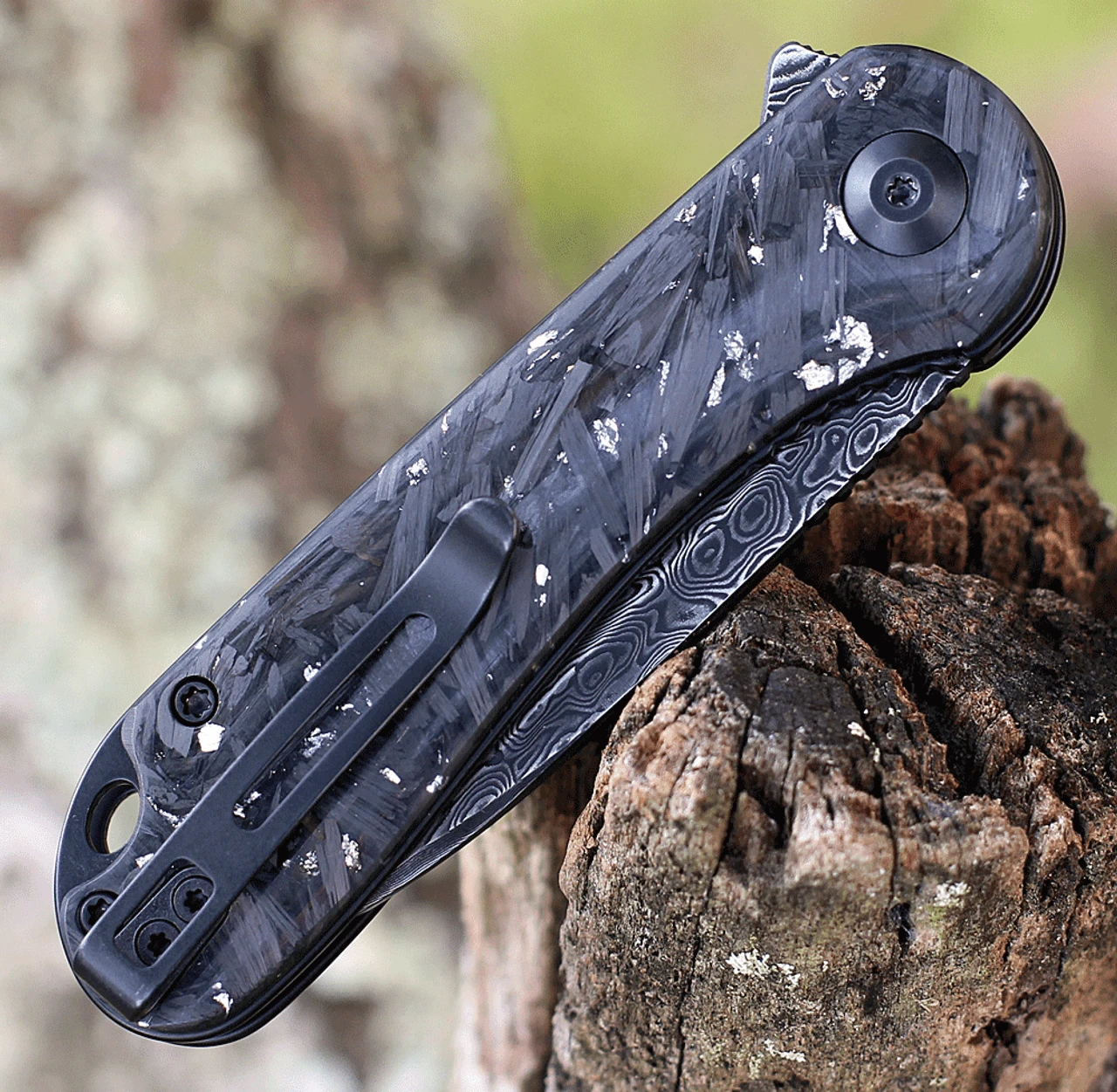 CIVIVI Elementum-Shred CF w/Silver (2.96" Damascus) C907C-DS2 CIVIVI Knives CIVIVI Elementum-Shred CF W/Silver (2.96" Damascus) C907C-DS2 -Boker Shop CIVC907CDS2.2 42565.1673897653