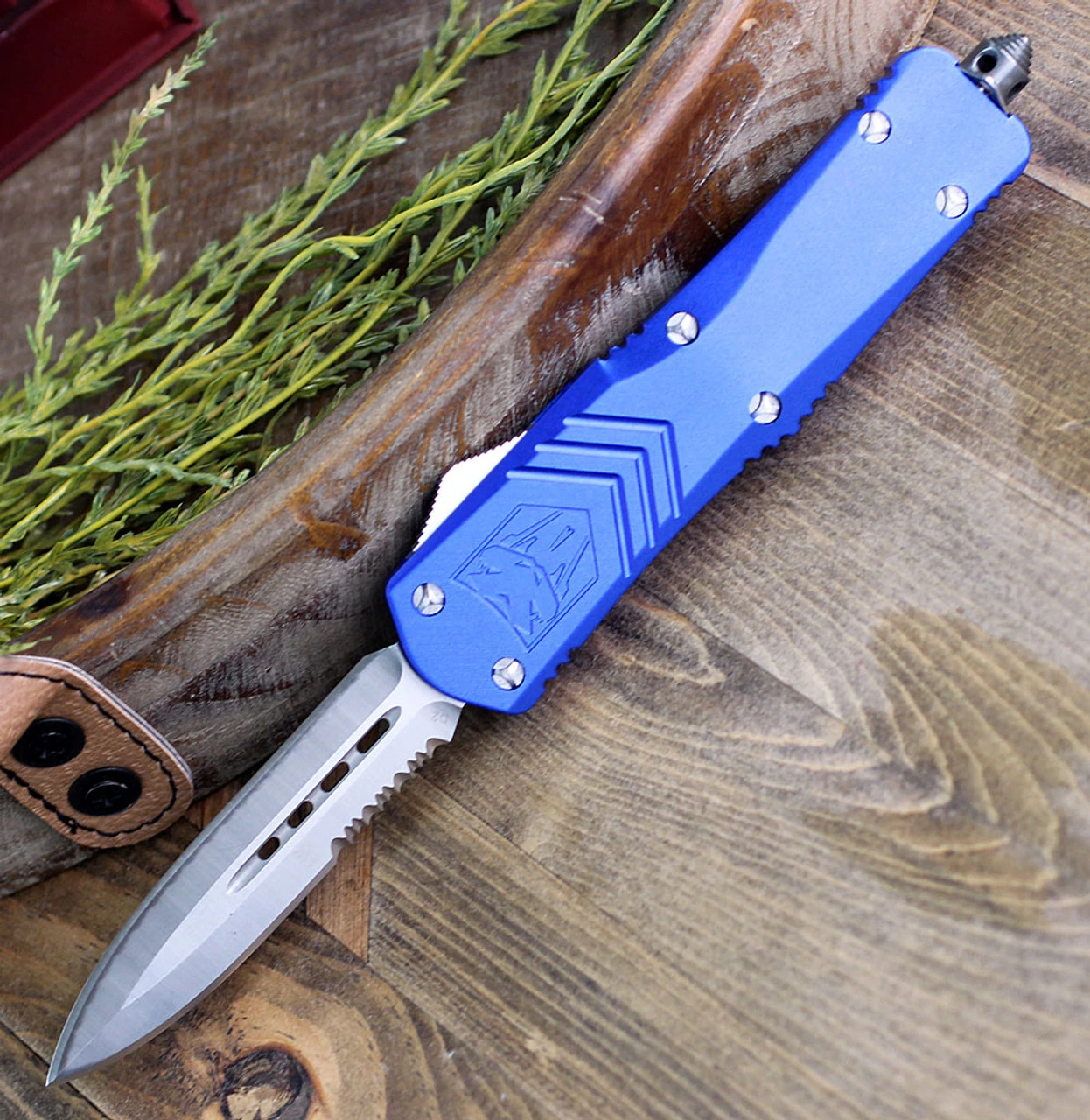 CobraTec Blue FS-X OTF Knife CTKLBLUFS-XLDAG1SS, 3.75" D2 Steel Dagger Serrated Blade, Blue Aluminum Handle 1 CobraTec Blue FS-X OTF Knife CTKLBLUFS-XLDAG1SS, 3.75" D2 Steel Dagger Serrated Blade, Blue Aluminum Handle