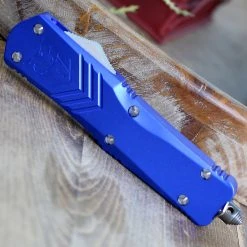 CobraTec Blue FS-X OTF Knife CTKLBLUFS-XLTNS, 3.75" D2 Steel Tanto Plain Blade, Blue Aluminum Handle -Boker Shop CTKLBLUFSX.1 79049.1583263836
