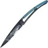 Deejo Knives Deejo 37g Shark DEE1GB158, 3.75" Z40C13 Black Titanium Plain Blade, Blue Beech Wood Handle