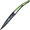Deejo Knives Deejo 37g Lucky Charm DEE1GB160, 3.75" Z40C13 Black Titanium Plain Blade, Green Beech Wood Handle