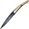 Deejo Knives Deejo 390g Tattoo Prime Cuts DEE3GB152, 7.5" Z40C13 Black Titanium Plain Blade, Olive Wood Handle