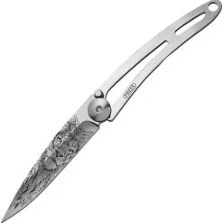 Deejo Knives Deejo 15g Tattoo Lion DEE7AK001, 2" Z40C13 Plain Blade, Stainless Handle