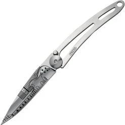 Deejo Knives Deejo 15g Tattoo Rock N Roll DEE7AK003, 2" Z40C13 Plain Blade, Stainless Handle