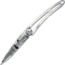 Deejo Knives Deejo 15g Tattoo Pin Up DEE7AK004, 2" Z40C13 Plain Blade, Stainless Handle