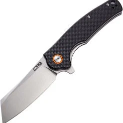 CJRB Cutlery Crag Liner Lock J1904-BKF, 3.3" D2 Stonewash Plain Blade, Black G-10 Handle