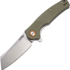 CJRB Cutlery Crag Liner Lock J1904-GNF, 3.3" D2 Stonewash Plain Blade, Green G-10 Handle