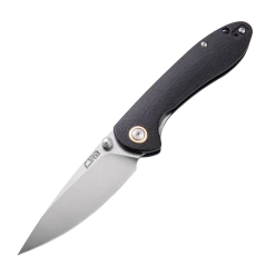 CJRB Cutlery Small Feldspar J1912S-BKC, 3.0" D2 Steel Stonewashed Plain Blade, Contoured Black G-10 Handle