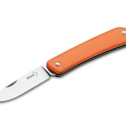 Boker Plus Mini Tech-Tool 1 Keychain Folding Knife BOP01BO880, 2.05" 12C27 Plain Blade, Synthetic Orange GITD Handles
