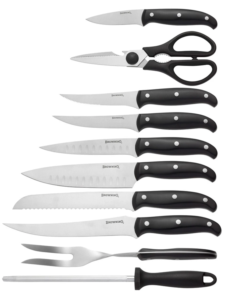 Browning Knives Browning Black Pakkawood Kitchen Cutlery Set - 3220216 2 Browning Knives Browning Black Pakkawood Kitchen Cutlery Set - 3220216 - Image 2