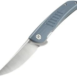 Bestech Knives Swift Linerlock G30E, 3.5" D2 Satin Plain Blade, Grey G10 Handle