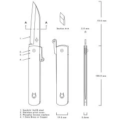 Andersson & Copra Urban Husky - Brass (2.8" Sandvik 14C28N) ACUHB -Boker Shop Urban Husky Specs 62545.1644009137.1280.1280 83492.1644009638