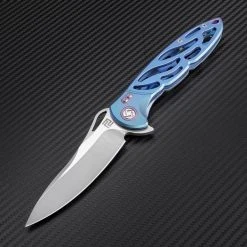 Artisan Cutlery Artisan Dragonfly ATZ1801GBUS, 3.94" S35VN Plain Blade, Blue TC4 Titanium Handle -Boker Shop atz1801gbum 1 59664.1566586040