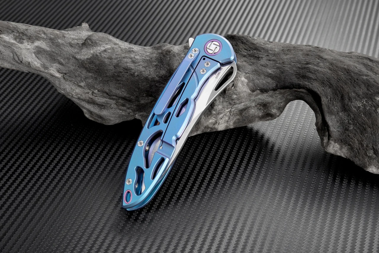 Artisan Cutlery Artisan Dragonfly ATZ1801GBUM, 3.94" M390 Plain Blade, Blue TC4 Titanium Handle 3 Artisan Cutlery Artisan Dragonfly ATZ1801GBUM, 3.94" M390 Plain Blade, Blue TC4 Titanium Handle - Image 3