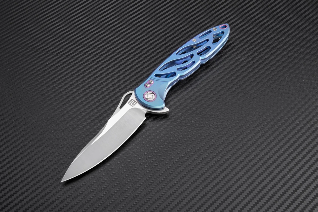 Artisan Cutlery Artisan Dragonfly ATZ1801GBUM, 3.94" M390 Plain Blade, Blue TC4 Titanium Handle 1 Artisan Cutlery Artisan Dragonfly ATZ1801GBUM, 3.94" M390 Plain Blade, Blue TC4 Titanium Handle