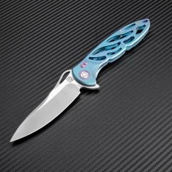 Artisan Cutlery Artisan Dragonfly ATZ1801GGNM, 3.94" M390 Plain Blade, Green TC4 Titanium Handle