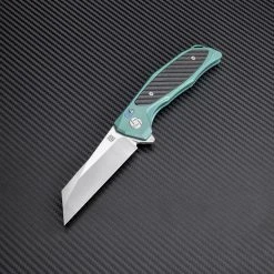 Artisan Cutlery Artisan Falcon ATZ1809GGNS, 3.62" S35VN Plain Blade, Green Carbon Fiber/Titanium Handle