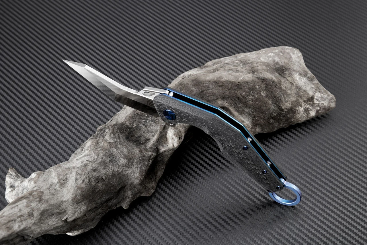 Artisan Cutlery Artisan Cobra ATZ1811GBUS, 3.15" S35VN Plain Blade, Blue Carbon Fiber Handle 2 Artisan Cutlery Artisan Cobra ATZ1811GBUS, 3.15" S35VN Plain Blade, Blue Carbon Fiber Handle - Image 2