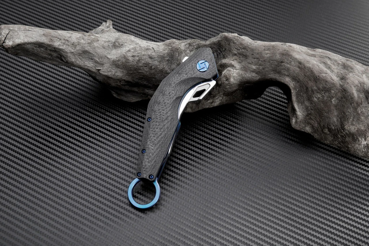 Artisan Cutlery Artisan Cobra ATZ1811GBUS, 3.15" S35VN Plain Blade, Blue Carbon Fiber Handle 3 Artisan Cutlery Artisan Cobra ATZ1811GBUS, 3.15" S35VN Plain Blade, Blue Carbon Fiber Handle - Image 3