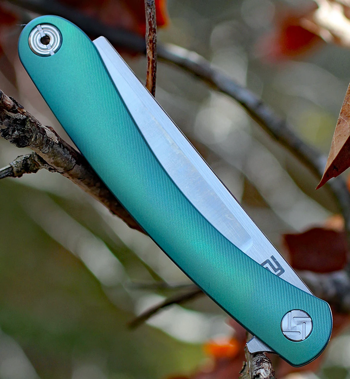 Artisan Cutlery Artisan Orthodox ATZ1817GGNM, 3.75" M390 Satin Blade, Green Titanium Handle 4 Artisan Cutlery Artisan Orthodox ATZ1817GGNM, 3.75" M390 Satin Blade, Green Titanium Handle - Image 4