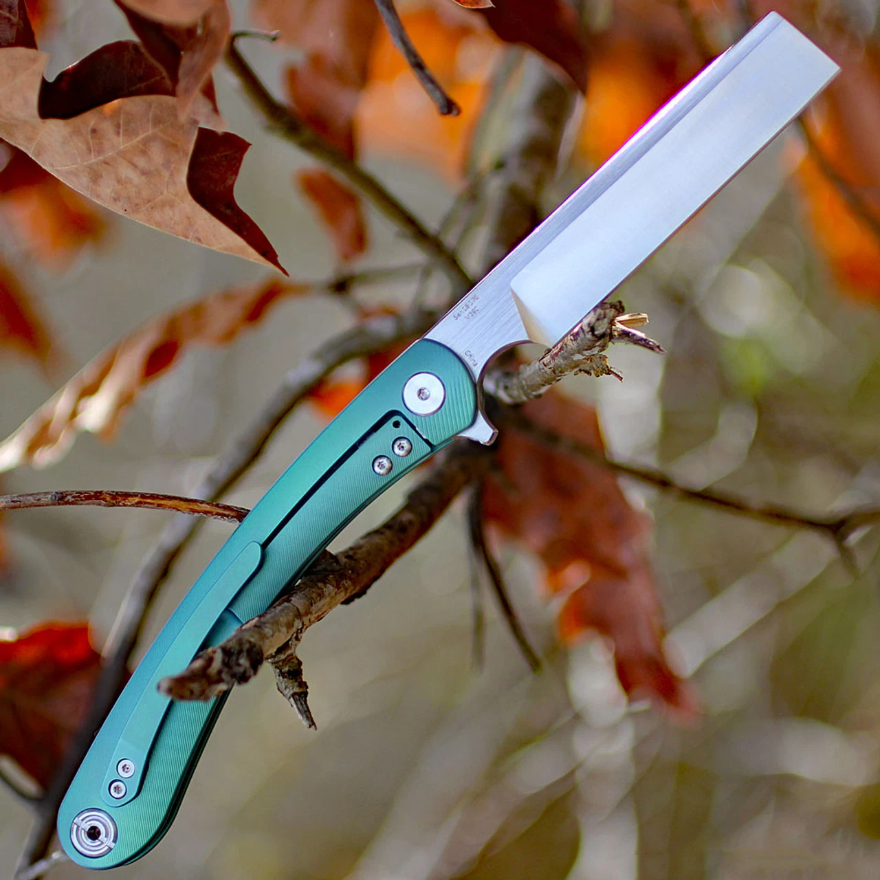 Artisan Cutlery Artisan Orthodox ATZ1817GGNM, 3.75" M390 Satin Blade, Green Titanium Handle 2 Artisan Cutlery Artisan Orthodox ATZ1817GGNM, 3.75" M390 Satin Blade, Green Titanium Handle - Image 2