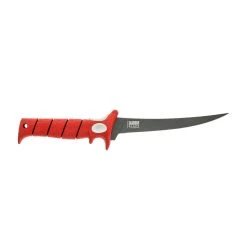 Bubba Blade Bubba Tapered Flex Fillet Knife 17F, 7" Titanium Nitride Coated Blade, Red TPR Handle, Black Nylon Sheath