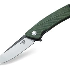 Bestech BTKG09B1 Spike, 3.50" Sandvick 12C27 Black/Satin Plain Blade, Green GRN Handle