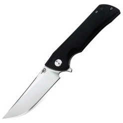 Bestech Paladin BG13A-1, 3.54" D2 Steel Stonewash Plain Blade, Black G-10 Handle