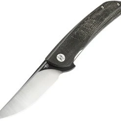 Bestech Knives Swift Linerlock G30B2, 3.5" D2 Satin/Black Plain Blade, Black Micarta Handle