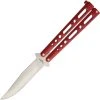 BenchMark Balisong Knife Red Aluminum (3.5" Stainless Satin) BM009