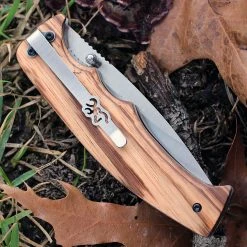 Browning Knives Browning Zebra Wood Linerlock, 3.25" Stainless Plain Blade, Zebra Wood Handle -Boker Shop br0178.2 84991.1566585964