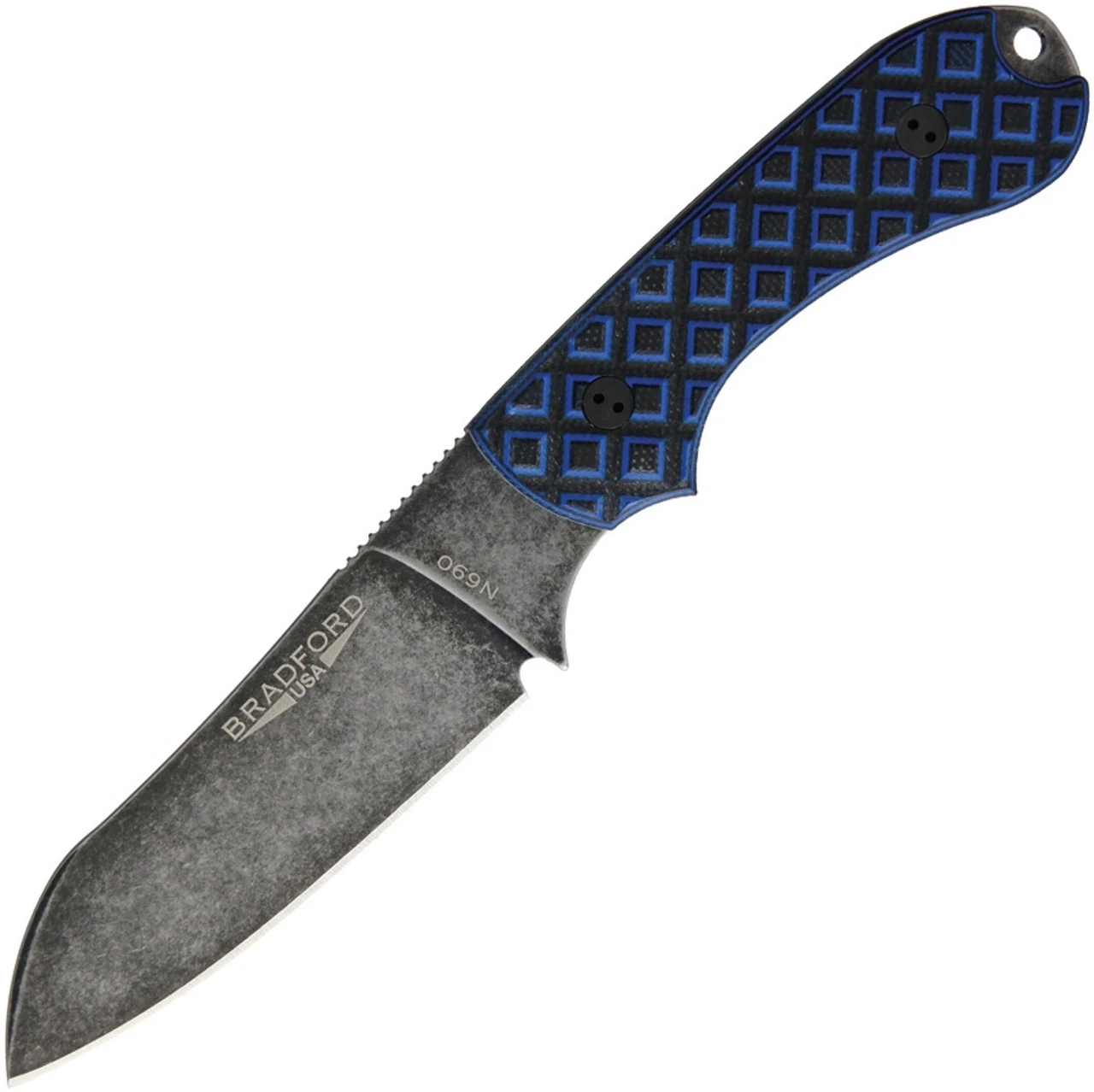 Bradford Guardian3 3D, 3.50" N690 Sheepsfoot Nimbus Blade, Black/Blue Sculpted G-10 Handle 1 Bradford Guardian3 3D, 3.50" N690 Sheepsfoot Nimbus Blade, Black/Blue Sculpted G-10 Handle
