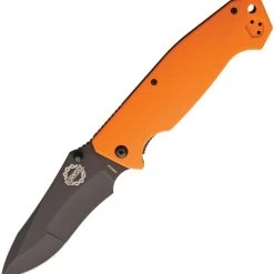 Burnside Knives Burnside Cabrillo, 4" Black AUS-8 Plain Blade, Orange G-10 Handle