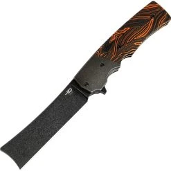 Bestech Knives Spanish Tip Razor BT2101D, 3.66" M390 Black PVD Coated Plain Blade, Black & Orange G-10 Handles With Titanium Bolsters