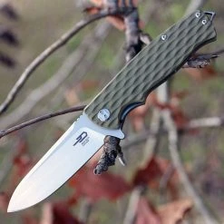 Bestech G02C Grampus, 3.5" D2 Plain Blade, Army Green G-10 Handle
