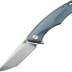 Bestech T1707B Dolphin, 3.54" CPM-S35VN Plain Blade, Blue Titanium Handle