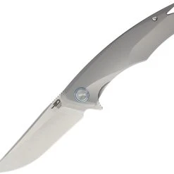 Bestech BT1707C Dolphin, 3.54" CPM-S35VN Stonewash Plain Blade, Gray Titanium Handle