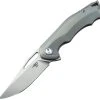 Bestech BT1708B Tercel, 3.5" CPM-S35VN Stonewash Plain Blade, Gray Titanium Handle