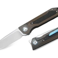 Bestech Knives BT1803D SHINKANZEN, 3.54" S35VN Plain Blade, Bronze Titanium Handle W/Carbon Fiber Inlay -Boker Shop btkt1803d 2 60769.1566586045