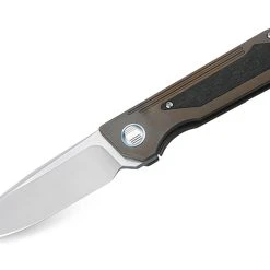 Bestech Knives BT1803D SHINKANZEN, 3.54" S35VN Plain Blade, Bronze Titanium Handle W/Carbon Fiber Inlay